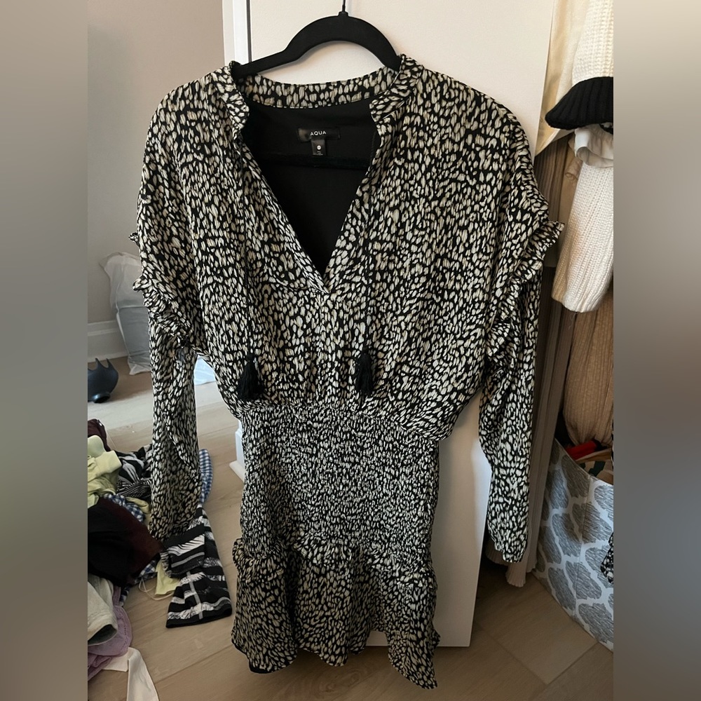 Aqua dress from Bloomingdale’s